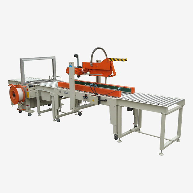 Proveedores de equipos de embalaje con sellado y plegado automático de solapas de cajas con correa de flejado de plástico XFK-2